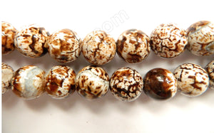 Coffee Fire Agate Light  -  Big Smooth Round Beads  15"