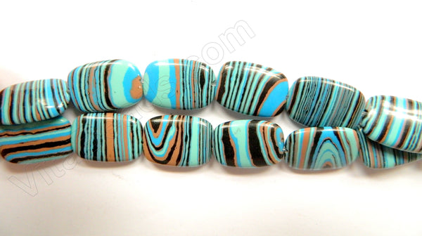 Synthetic Blue Turquoise Paint Lines  -  Puff Rectangles  16"