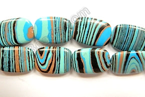 Synthetic Blue Turquoise Paint Lines  -  Puff Rectangles  16"