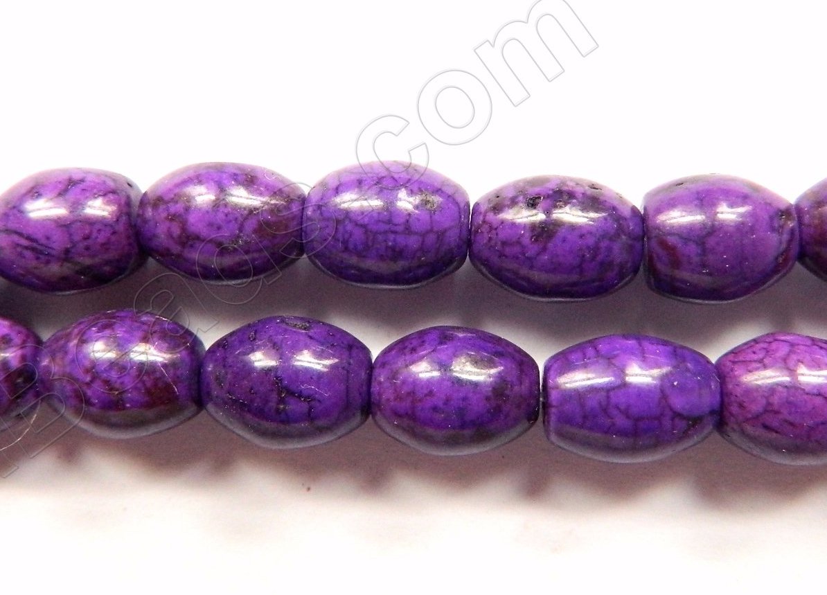 Dark Purple Crack Turquoise  -  Round Long Rice  16"