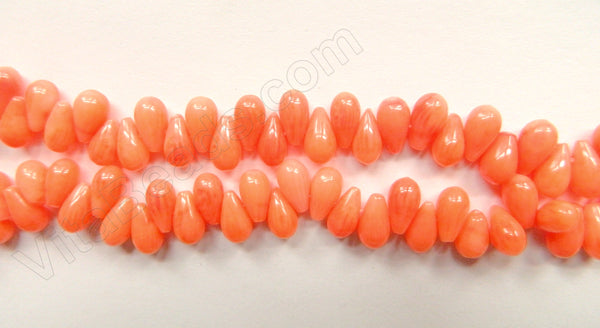 Orange Peach Coral -  Side Drilled Smooth Teardrops  16"