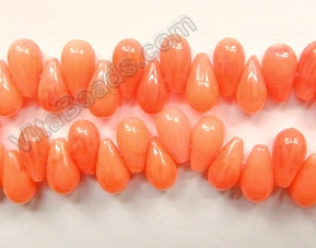 Orange Peach Coral -  Side Drilled Smooth Teardrops  16"