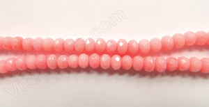 Pink Bamboo Coral  -  Faceted Rondels  16"    6 x 4 mm