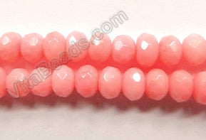 Pink Bamboo Coral  -  Faceted Rondels  16"    6 x 4 mm