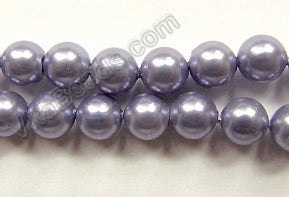 Purple Grey Shell Pearl  -  Smooth Round Beads 16"    6 mm