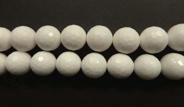 White Ghost Jade  -  Faceted Round  15"