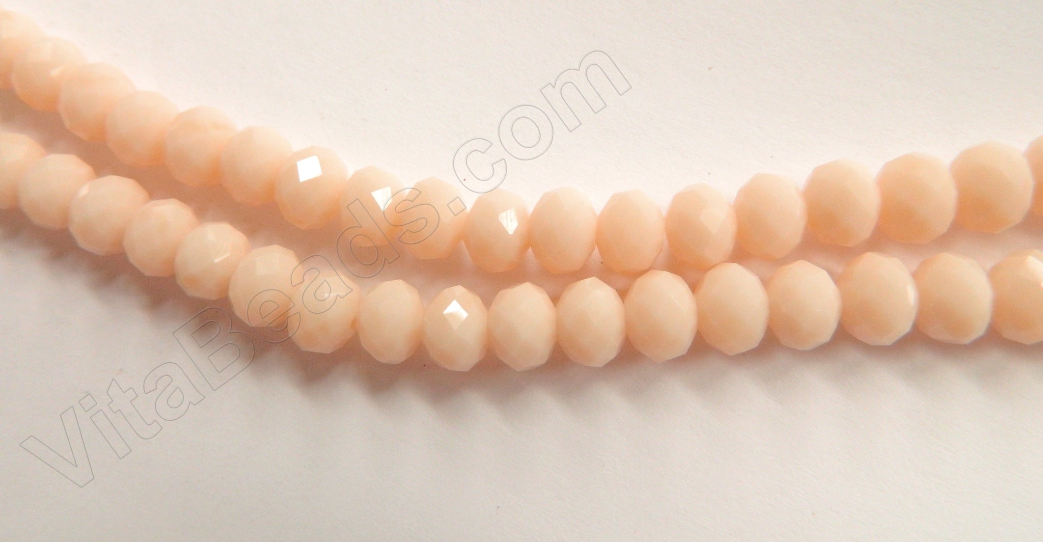 Light Ivory Peach Quartz  -  Faceted Rondel   16"