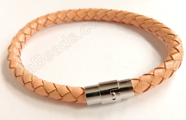Bracelet - Pandora Woven Leather Cord - Magnetic Clasps Black  - 6 mm Bracelet 7"