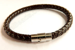 Bracelet - Pandora Woven Leather Cord - Magnetic Clasps Black  - 6 mm Bracelet 7"