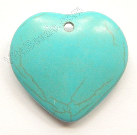Smooth Pendant - Puff Heart Blue Turquoise