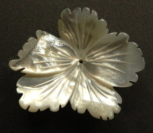 White Shell Carved Pendant Irregular Cherry Flower