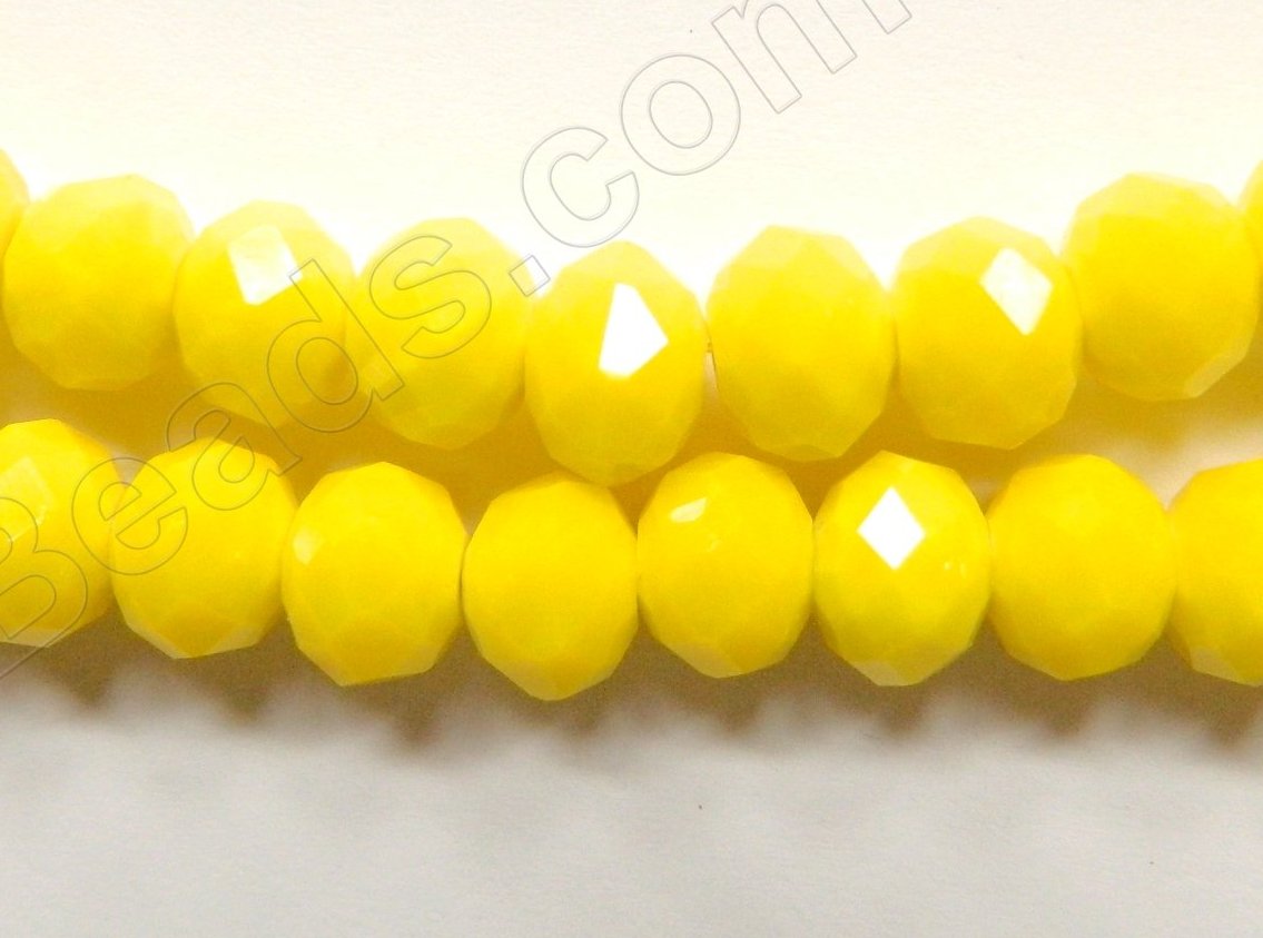 Bright Yellow Quartz  -  Big Faceted Rondel   16"     10 x 8 mm