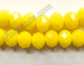 Bright Yellow Quartz  -  Big Faceted Rondel   16"     10 x 8 mm