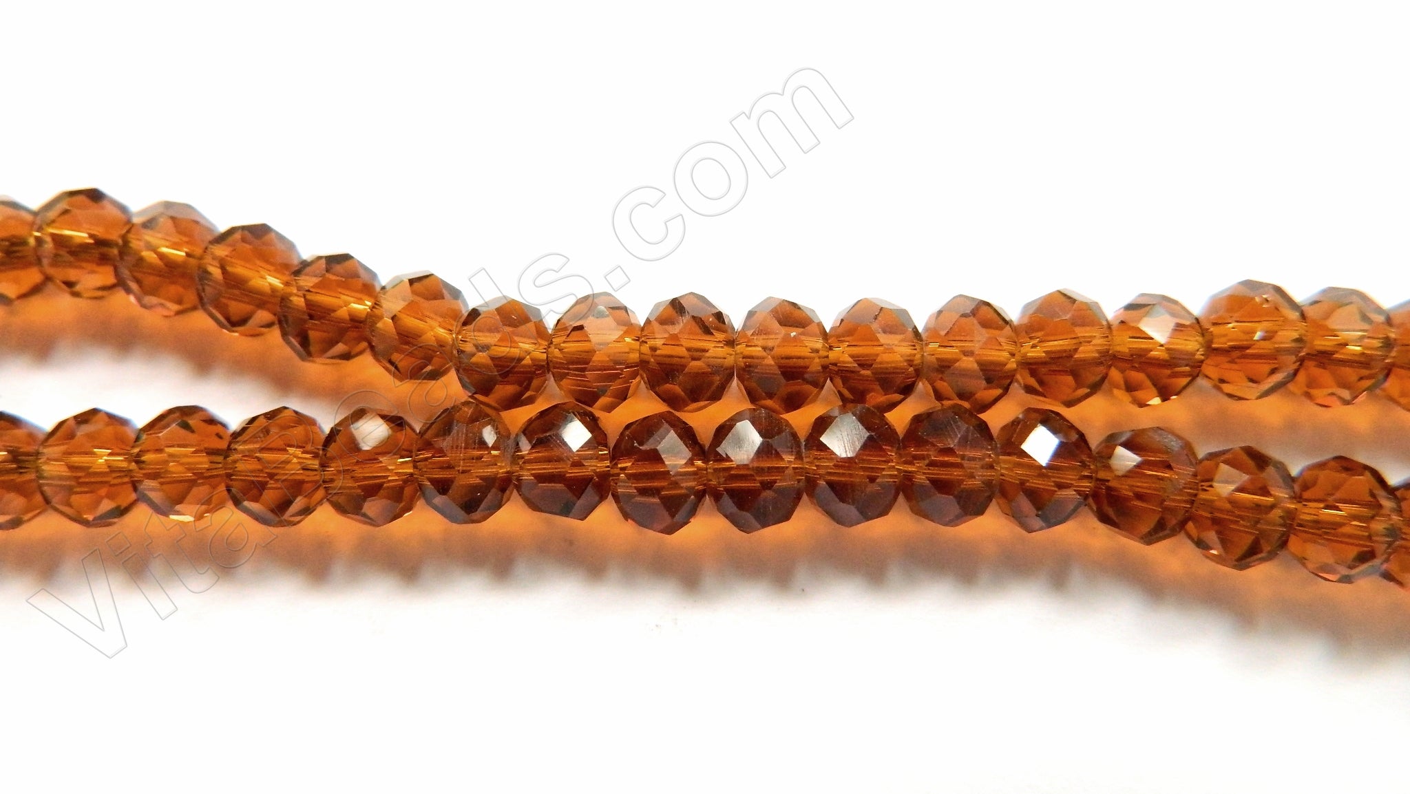 Dark Amber Crystal Qtz  -  Faceted Rondel   16"     6 x 4 mm