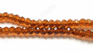 Dark Amber Crystal Qtz  -  Faceted Rondel   16"     6 x 4 mm