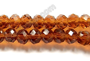 Dark Amber Crystal Qtz  -  Faceted Rondel   16"     6 x 4 mm