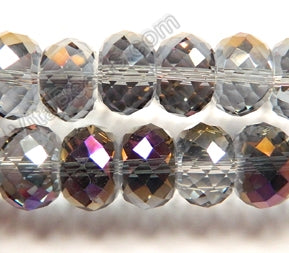 Grey Crystal w/ Semi Purple Plated  -  Big Faceted Drum 8"   16 x 10 mm