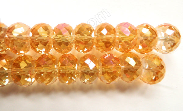 Yellow Peach AB Crystal  -  16x10mm Big Faceted Drum 8"