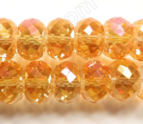 Yellow Peach AB Crystal  -  16x10mm Big Faceted Drum 8"