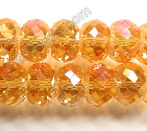 Yellow Peach AB Crystal  -  16x10mm Big Faceted Drum 8"
