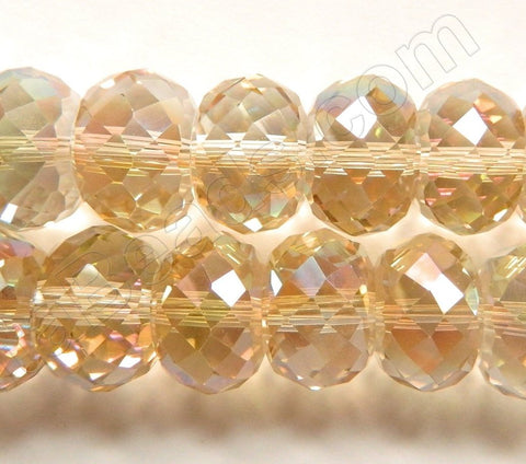 Light Champ. AB Crystal  -  Big Faceted Drum 8"   16 x 10 mm