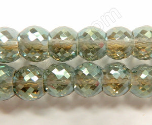 Green Grey AB Crystal  -  11x9mm Faceted Drum 7"
