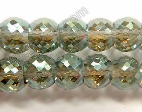 Green Grey AB Crystal  -  Faceted Drum 7"   11 x 9 mm