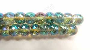 Light Green Peacock AB Crystal  -  11x9mm Faceted Drum 7"