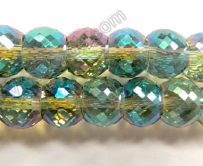 Light Green Peacock AB Crystal  -  Faceted Drum 7"   11 x 9 mm