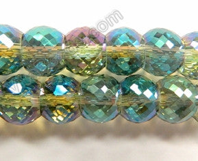 Light Green Peacock AB Crystal  -  11x9mm Faceted Drum 7"