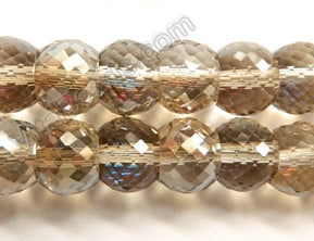 Smoky AB Crystal  -  Faceted Drum 7"   11 x 9 mm