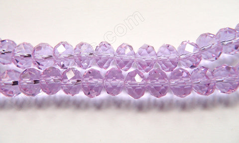 Light Amethyst Crystal Quartz  -  Big Faceted Rondel   16"     12 x 8 mm