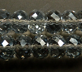 Light Grey AB Crystal  -  Big Faceted Rondel, Faceted Drum 8"   16 x 10 mm