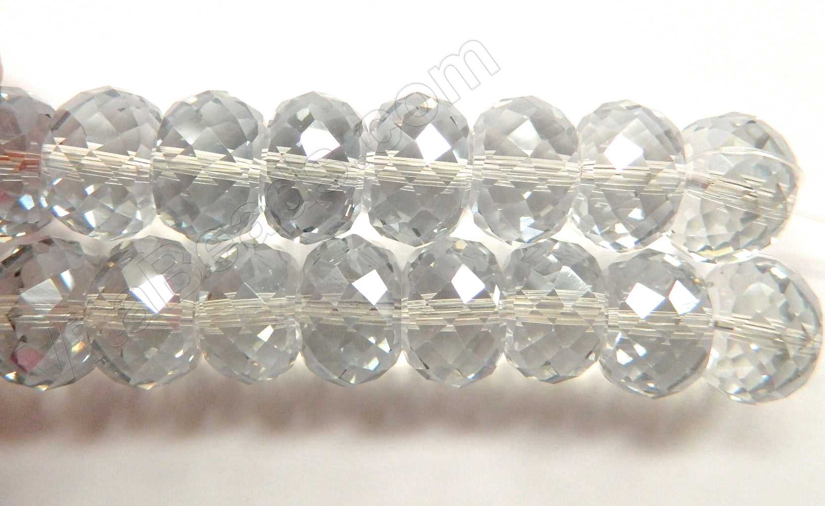 Light Grey AB Crystal  -  Big Faceted Rondel, Faceted Drum 8"   16 x 10 mm
