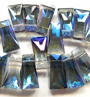Dark Blue Peacock Crystal Quartz  -  Faceted Ladder Topdrilled 6.5"