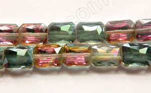 Mystic Green Purple Crystal Quartz  -  Faceted Rectangles 10"