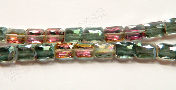 Mystic Green Purple Crystal Quartz  -  Faceted Rectangles 10"