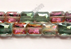 Mystic Green Purple Crystal Quartz  -  Faceted Rectangles 10"