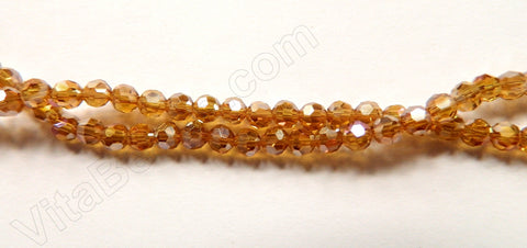 Dark Amber Crystal AB Coated  -  Faceted Round  15"