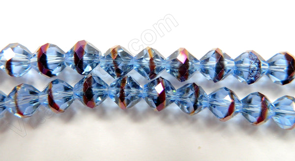 Sky Blue Crystal w/ Peacock Line  -  Faceted Round Bi-cone  11"