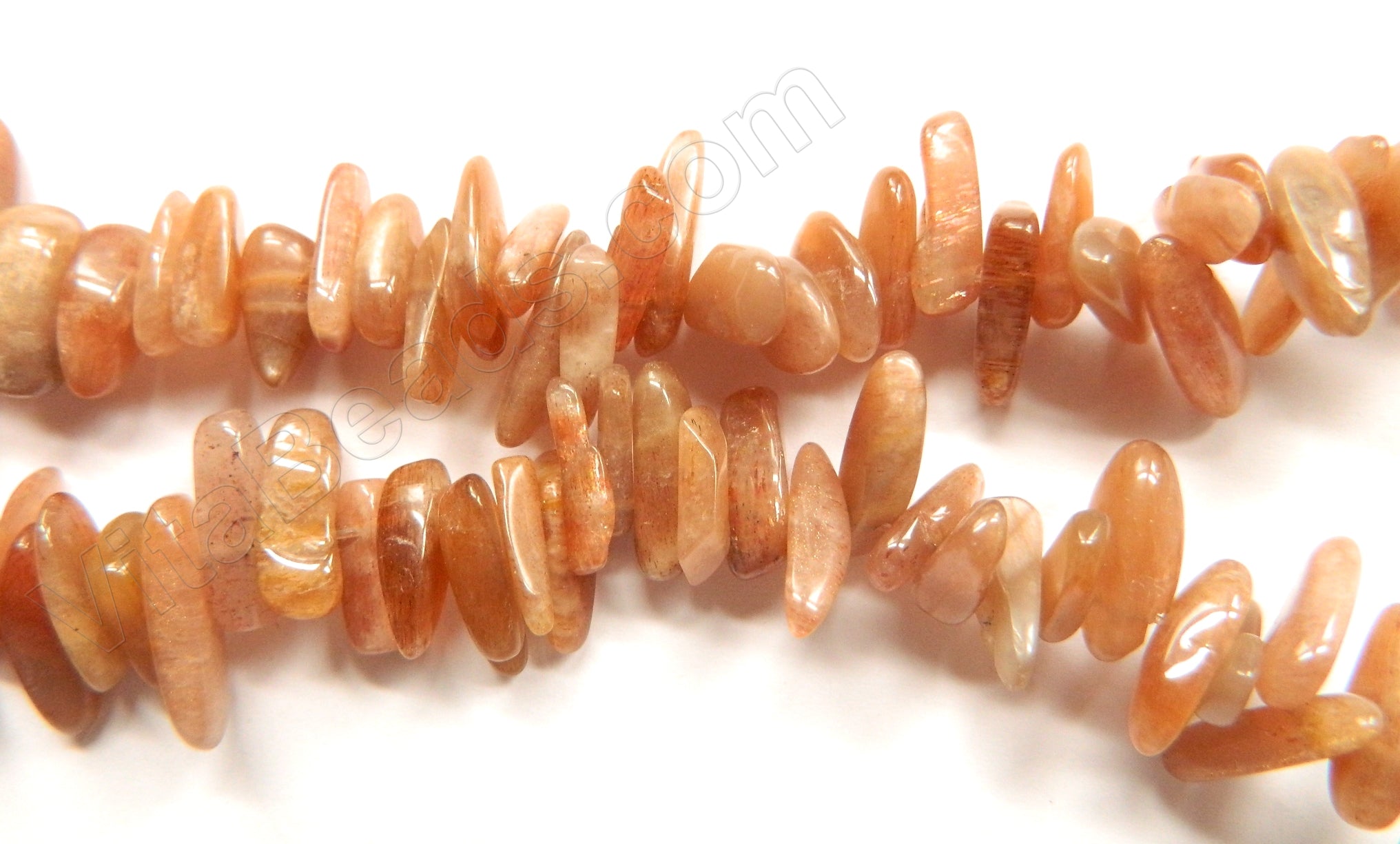Red Moonstone AA  -  Smooth Sticks  16"      6 x 18 mm