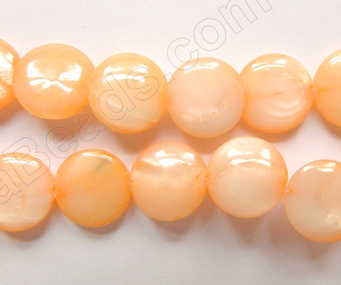 MOP Shell  - Color # 1 Light peach  -  Puff Coin