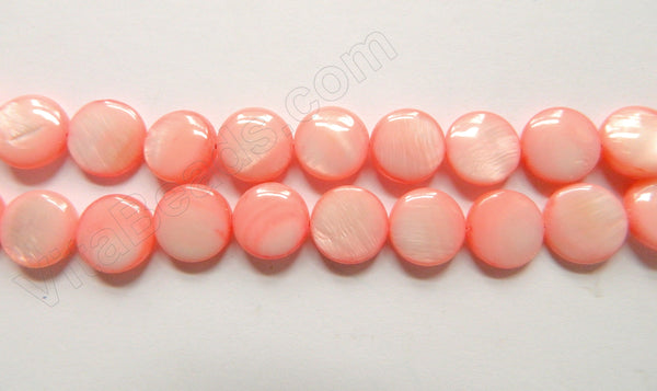 MOP Shell  - Color # 9 Light Red Peach  -  Puff Coin
