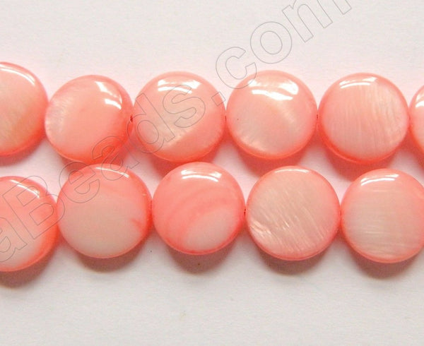 MOP Shell  - Color # 9 Light Red Peach  -  Puff Coin