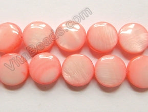 MOP Shell  - Color # 9 Light Red Peach  -  Puff Coin