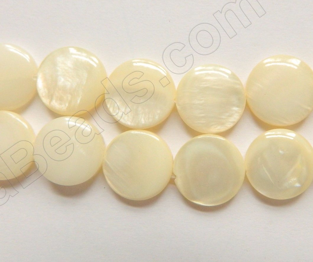 MOP Shell  - Color # 15 Light Cream Yellow puff coin