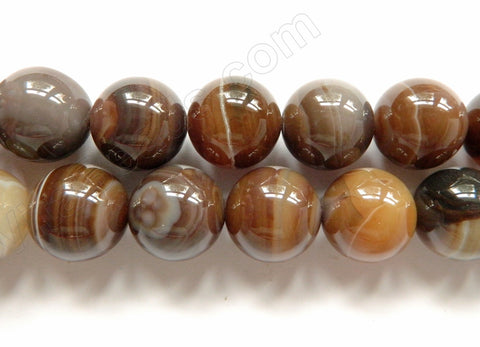 Brown Botswana Agate AA  -  Big Smooth Round Beads  16"