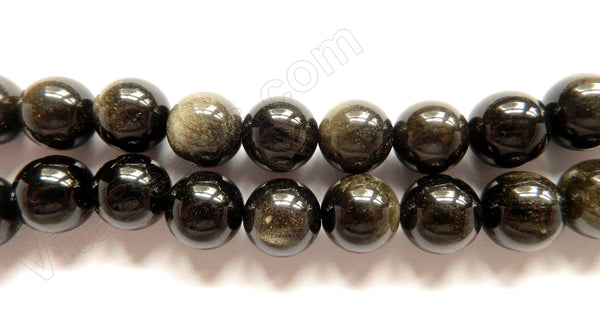 Golden Obsidian AA   -  Smooth Round Beads  16"