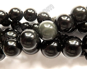 Black Obsidian A   -  Smooth Round Beads  16"