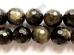 Golden Obsidian AAA   -  Faceted Round  16"